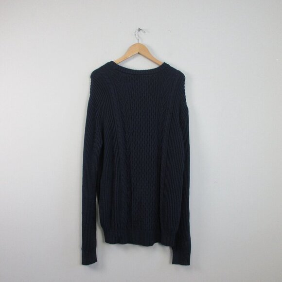 Buffalo David Bitton Mens Cable Knit Sweater XL Blue 100% Cotton Classic Vtg 662 - Picture 2 of 10
